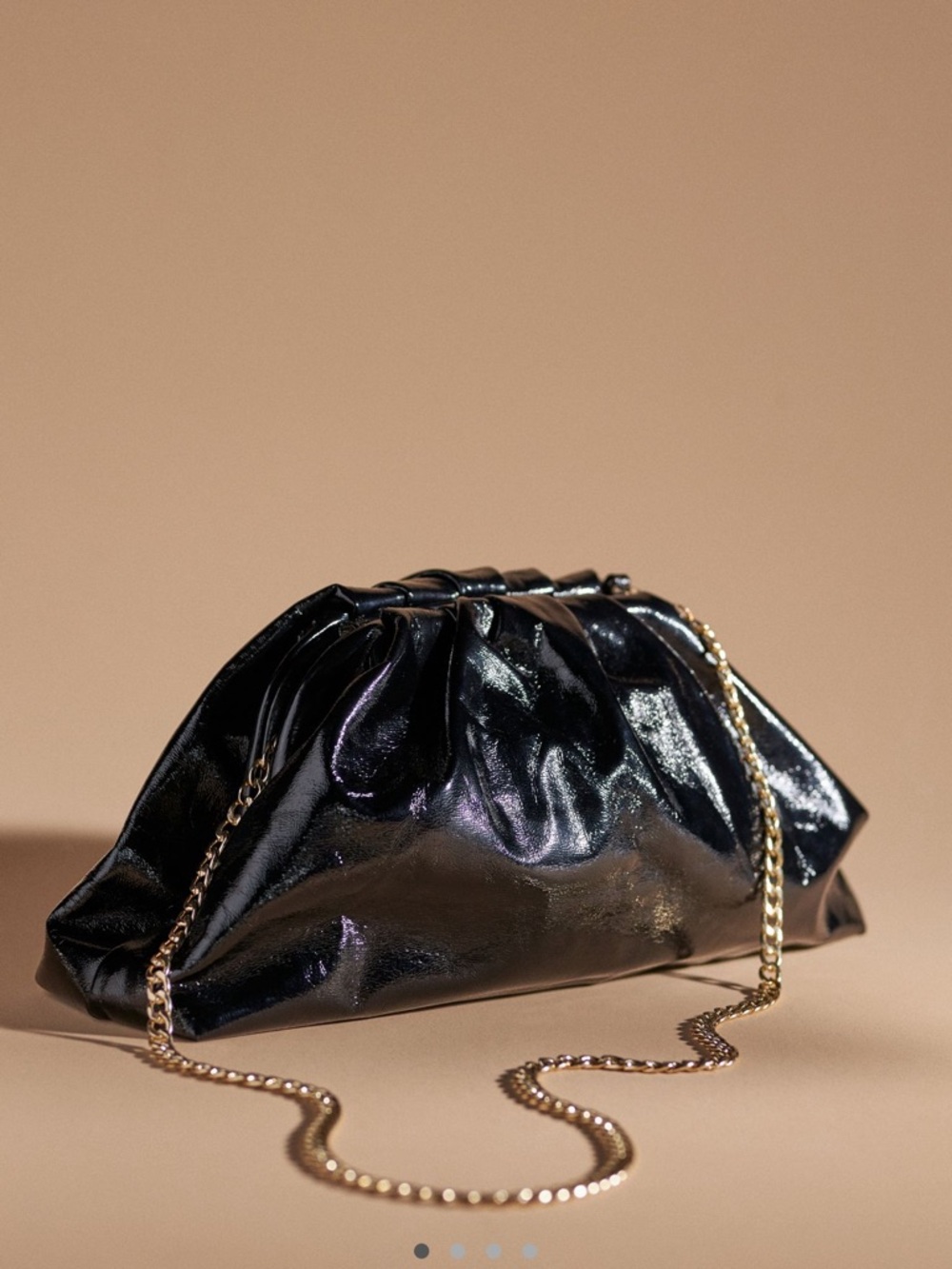 Anthropologie Black Patent Chain-Handle Clutch